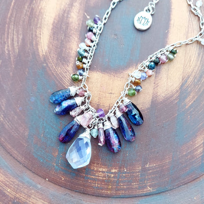 One of a Kind Luxurious Opalite and Mystic Kyanite Necklace