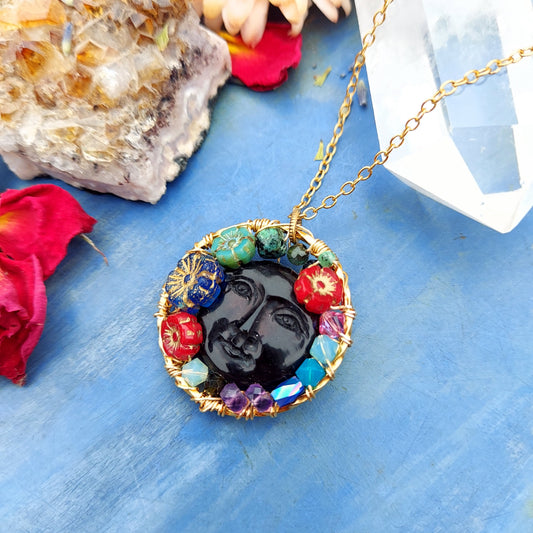 One of a Kind New Moon Flower Pendant Necklace 3