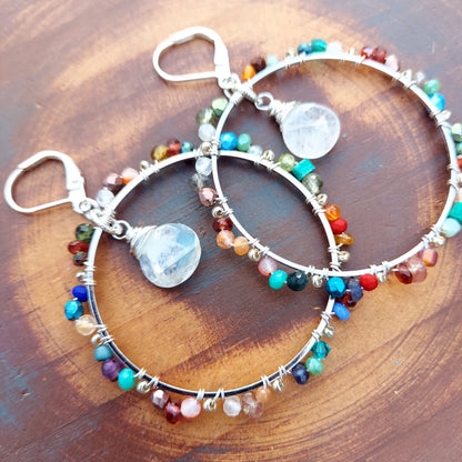 Silver Bead Soup Wirewrapped Hoops