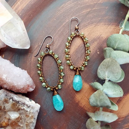 Amazonite and Peridot Drop Earrings