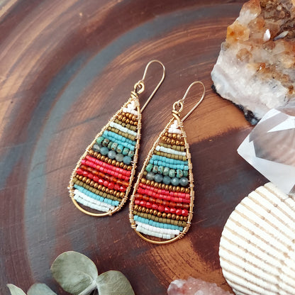 One of a Kind Beaded Tapestry Drop Earrings