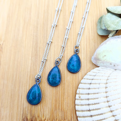 Blue Apatite Gemstone Pendant Necklace