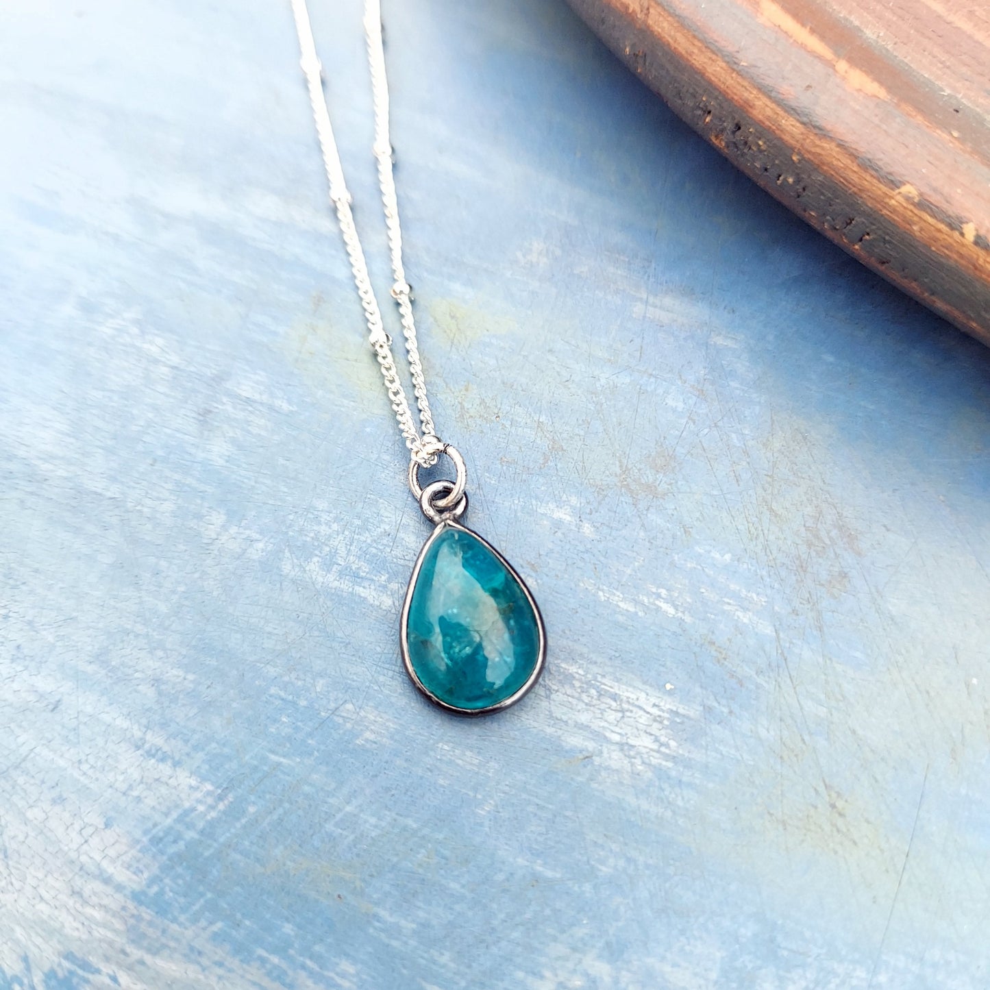 Blue Apatite Gemstone Pendant Necklace