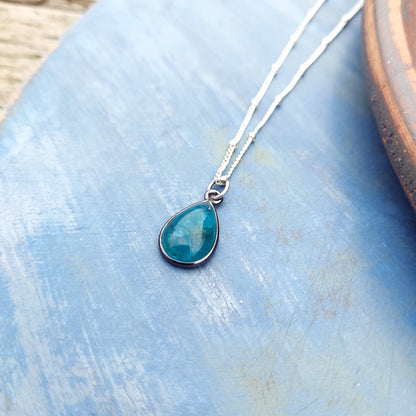 Blue Apatite Gemstone Pendant Necklace