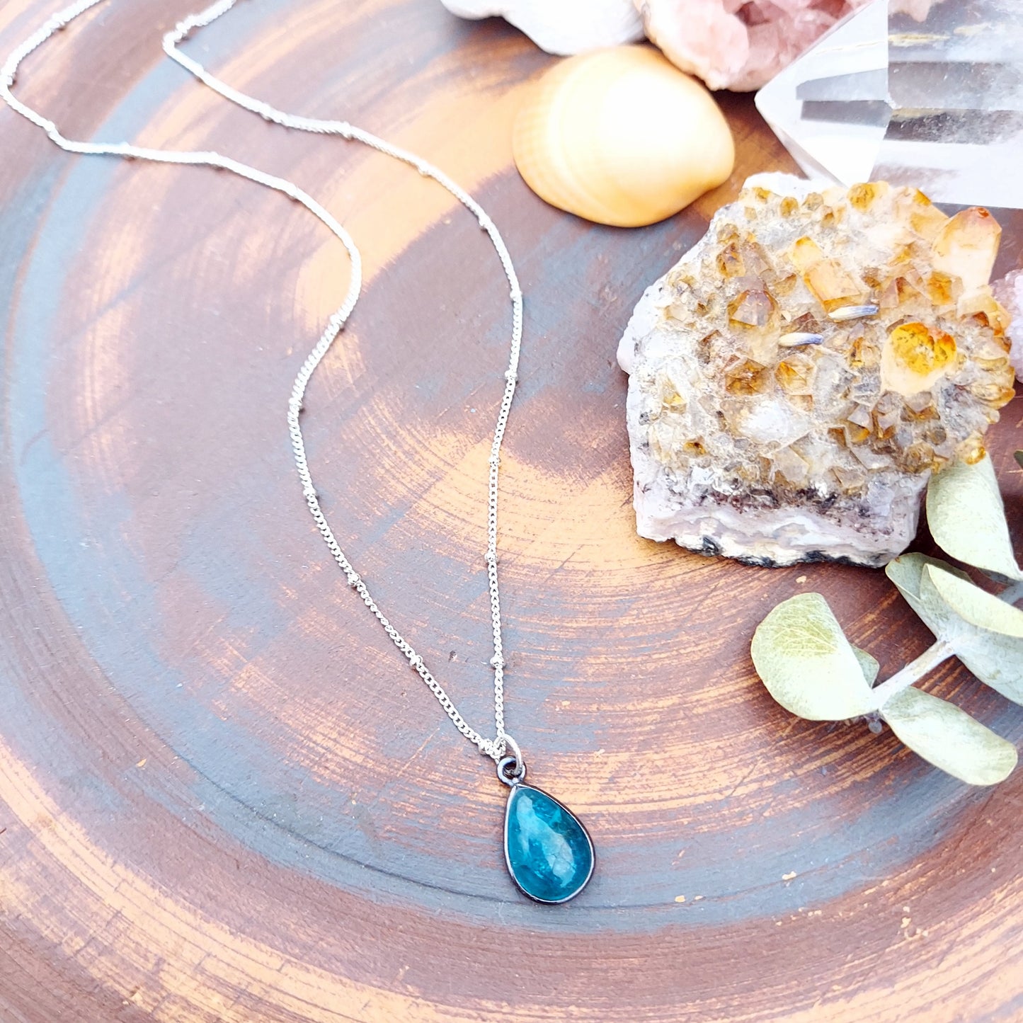 Blue Apatite Gemstone Pendant Necklace