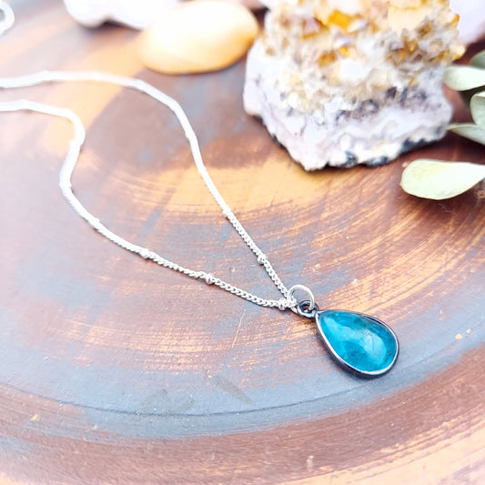 Blue Apatite Gemstone Pendant Necklace