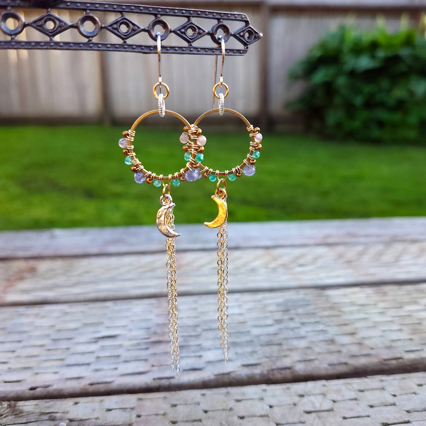 Sterling Silver and Gold-filled Crescent Moon Earrings