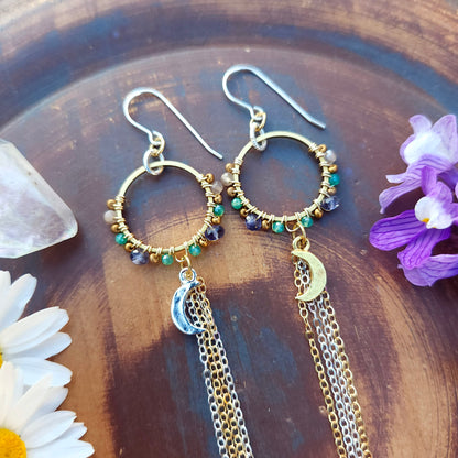 Sterling Silver and Gold-filled Crescent Moon Earrings