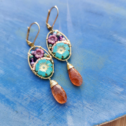 Sunstone Beaded Blooms with Amethyst