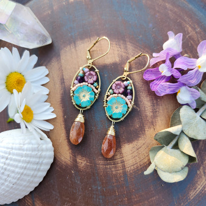 Sunstone Beaded Blooms with Amethyst