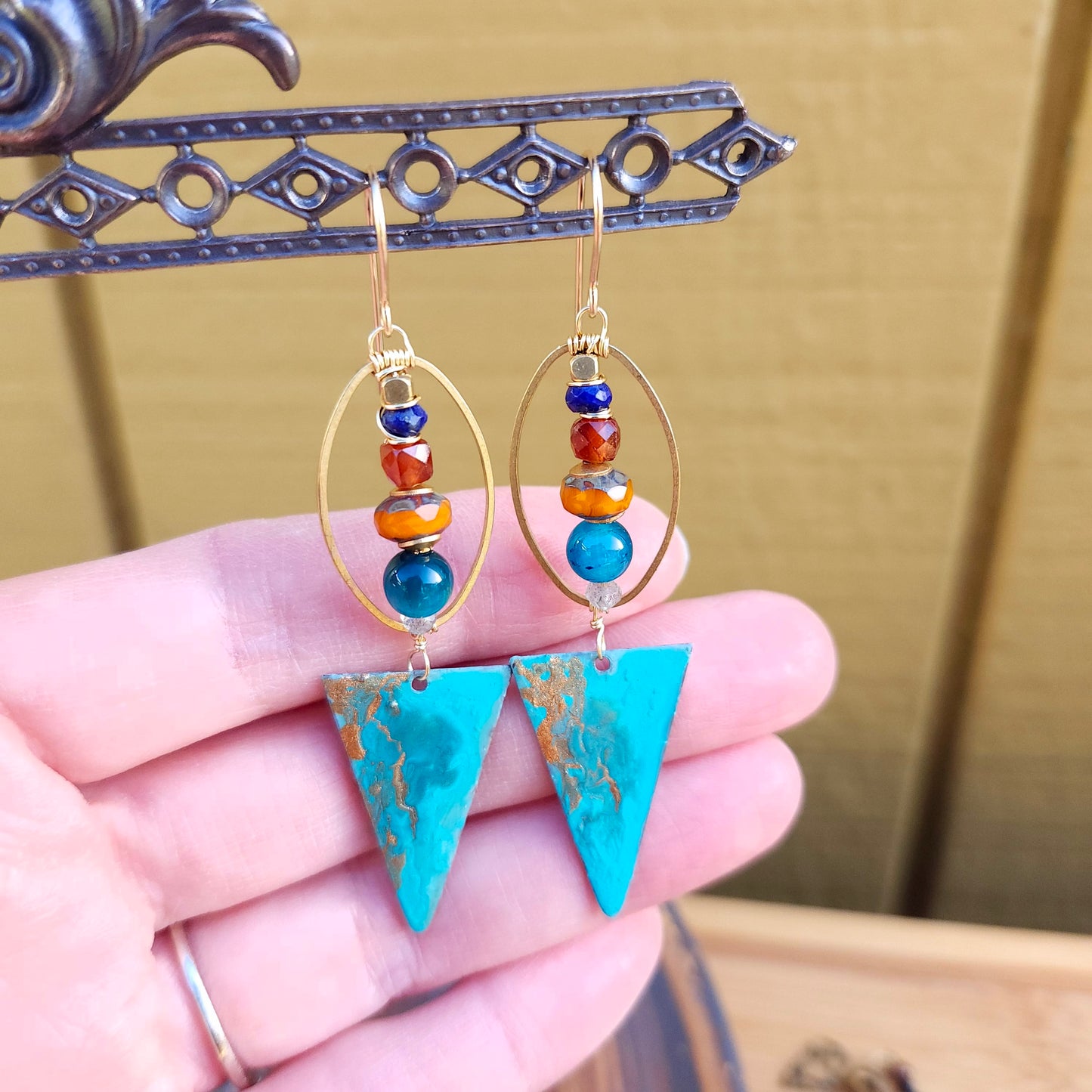Painted Triangle Drop Earrings