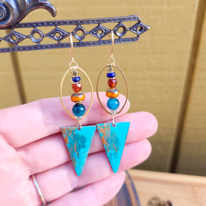 Painted Triangle Drop Earrings
