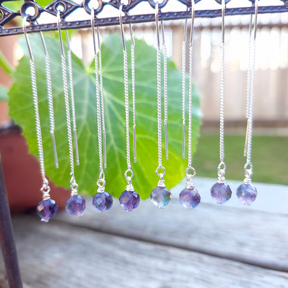 Rainbow Fluorite Threader Chain Earrings