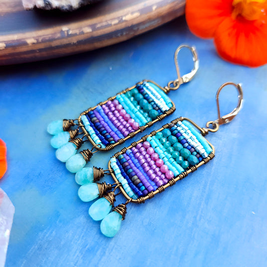 Beaded Tapestry Earrings with Amazonite