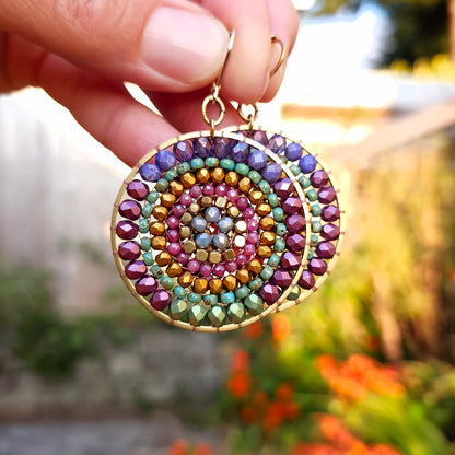 Beaded Mandala Earrings with Pink Tourmaline