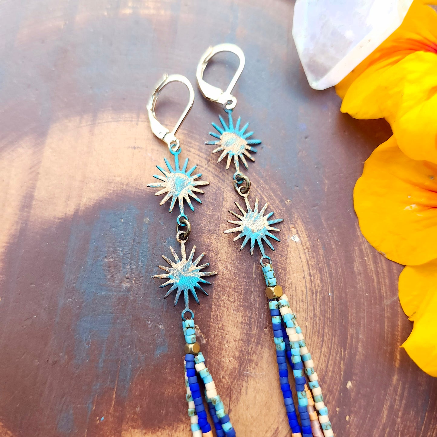 Autumn Twilight Beaded Tassel Earrings