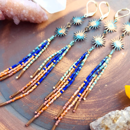 Autumn Twilight Beaded Tassel Earrings