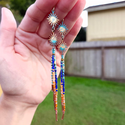 Autumn Twilight Beaded Tassel Earrings