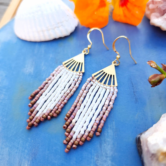 Little White Bird Beaded Earrings