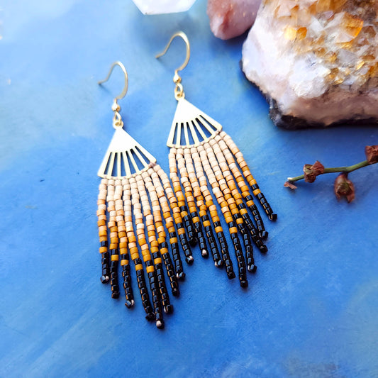 Little Pumpkin Beaded Fringe Earrings