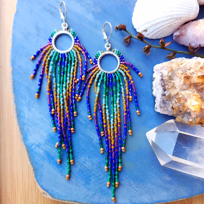 Aurora Beaded Fringe Earrings