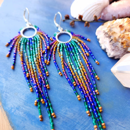 Aurora Beaded Fringe Earrings