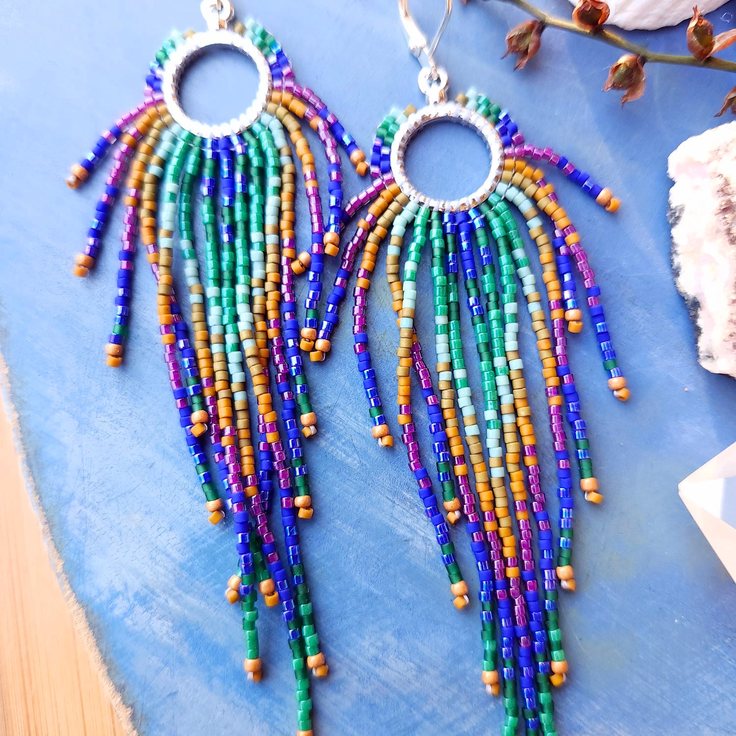 Aurora Beaded Fringe Earrings