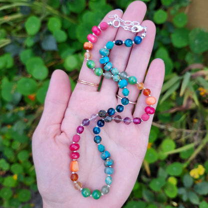 Candy Colors Gemstone and Glass Beaded Necklace