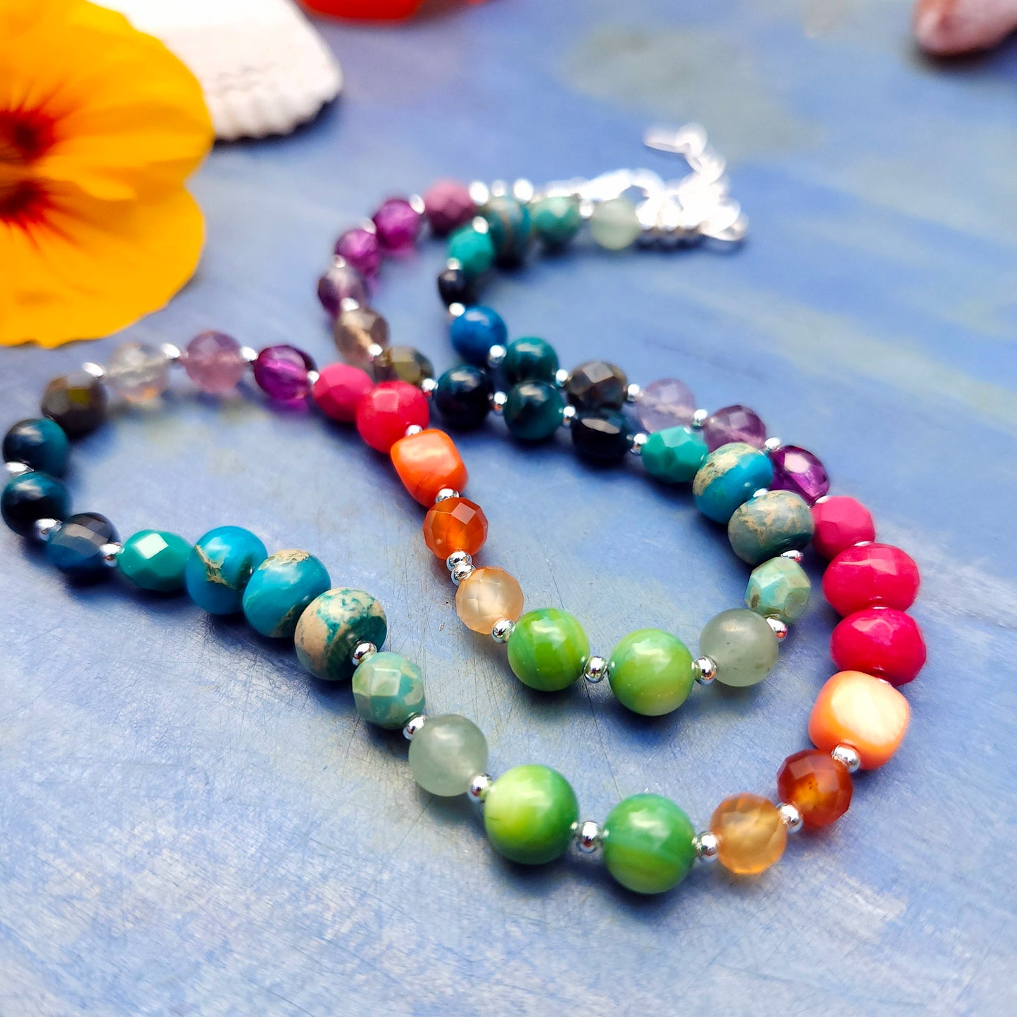 Candy Colors Gemstone and Glass Beaded Necklace