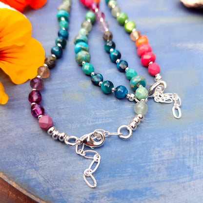 Candy Colors Gemstone and Glass Beaded Necklace