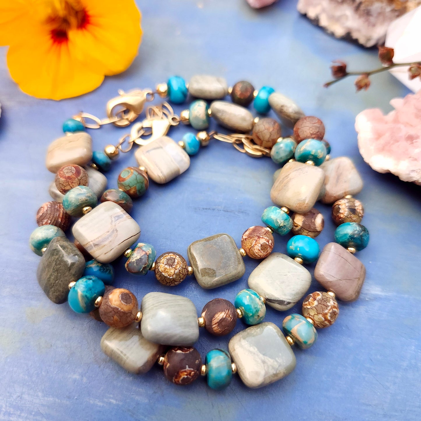 Silver Mist Jasper Chunky Bracelet