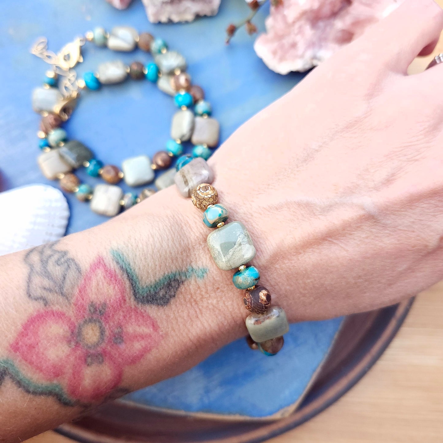 Silver Mist Jasper Chunky Bracelet