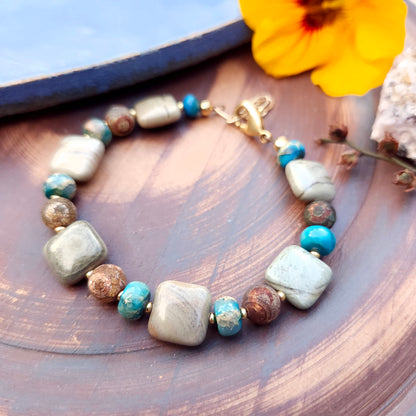 Silver Mist Jasper Chunky Bracelet