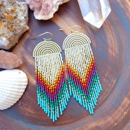 Dakota Sparkle Beaded Fringe Earrings