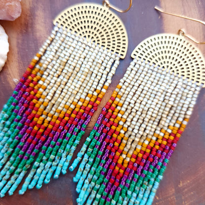 Dakota Sparkle Beaded Fringe Earrings