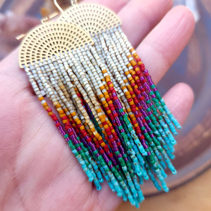 Dakota Sparkle Beaded Fringe Earrings