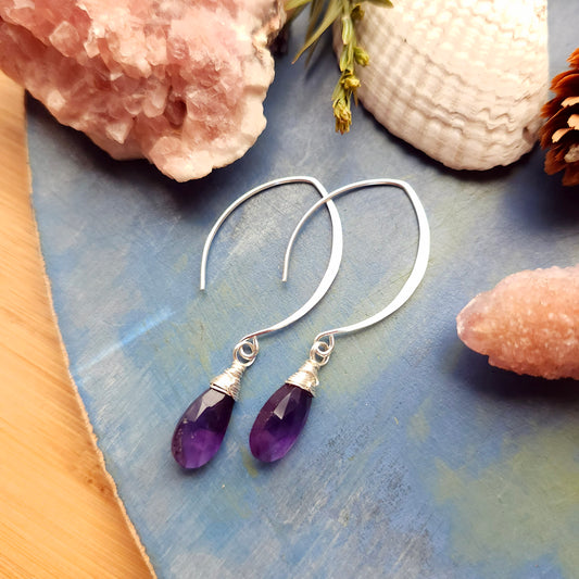 Deluxe Amethyst Sterling Silver Drop Earrings