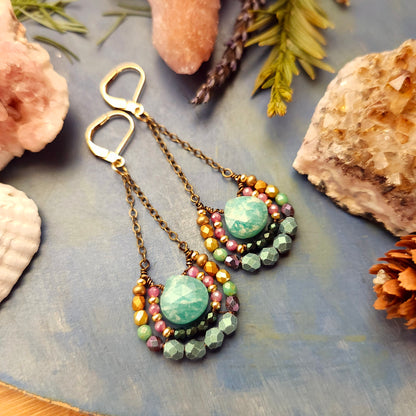 Amazonite Mirela Earrings in Vintage Bronze