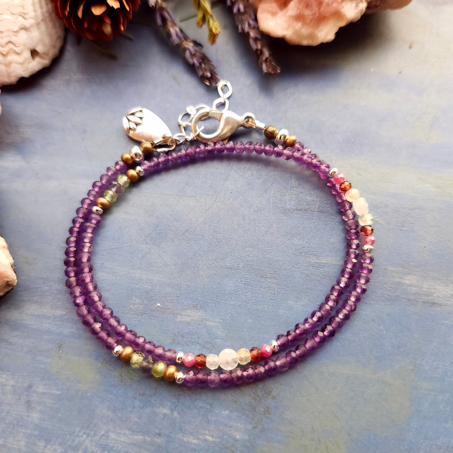 Deluxe Amethyst and Mixed Gem Wrap Bracelet