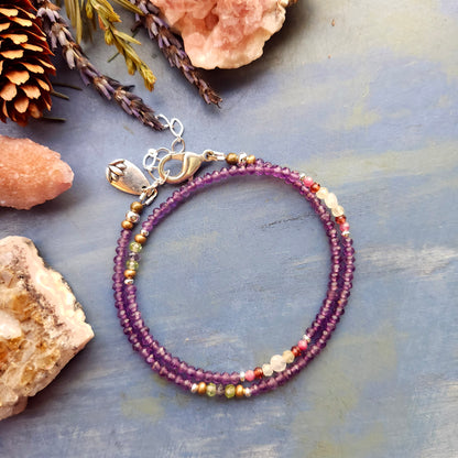 Deluxe Amethyst and Mixed Gem Wrap Bracelet