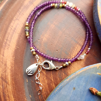 Deluxe Amethyst and Mixed Gem Wrap Bracelet