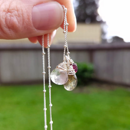 One of a Kind Labradorite and Rose Quartz Charm Necklace