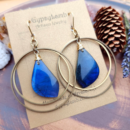 Blue Labradorite Kinetic Hoop Earrings