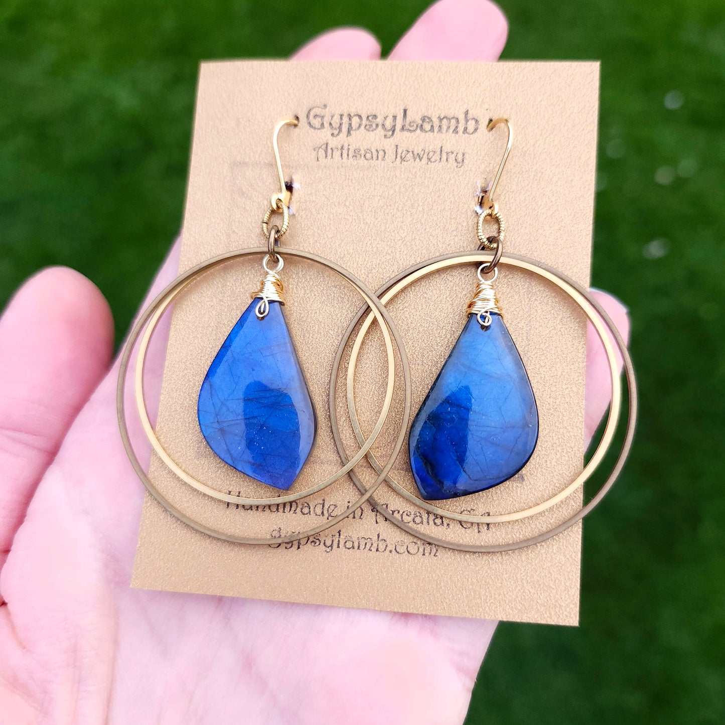 Blue Labradorite Kinetic Hoop Earrings