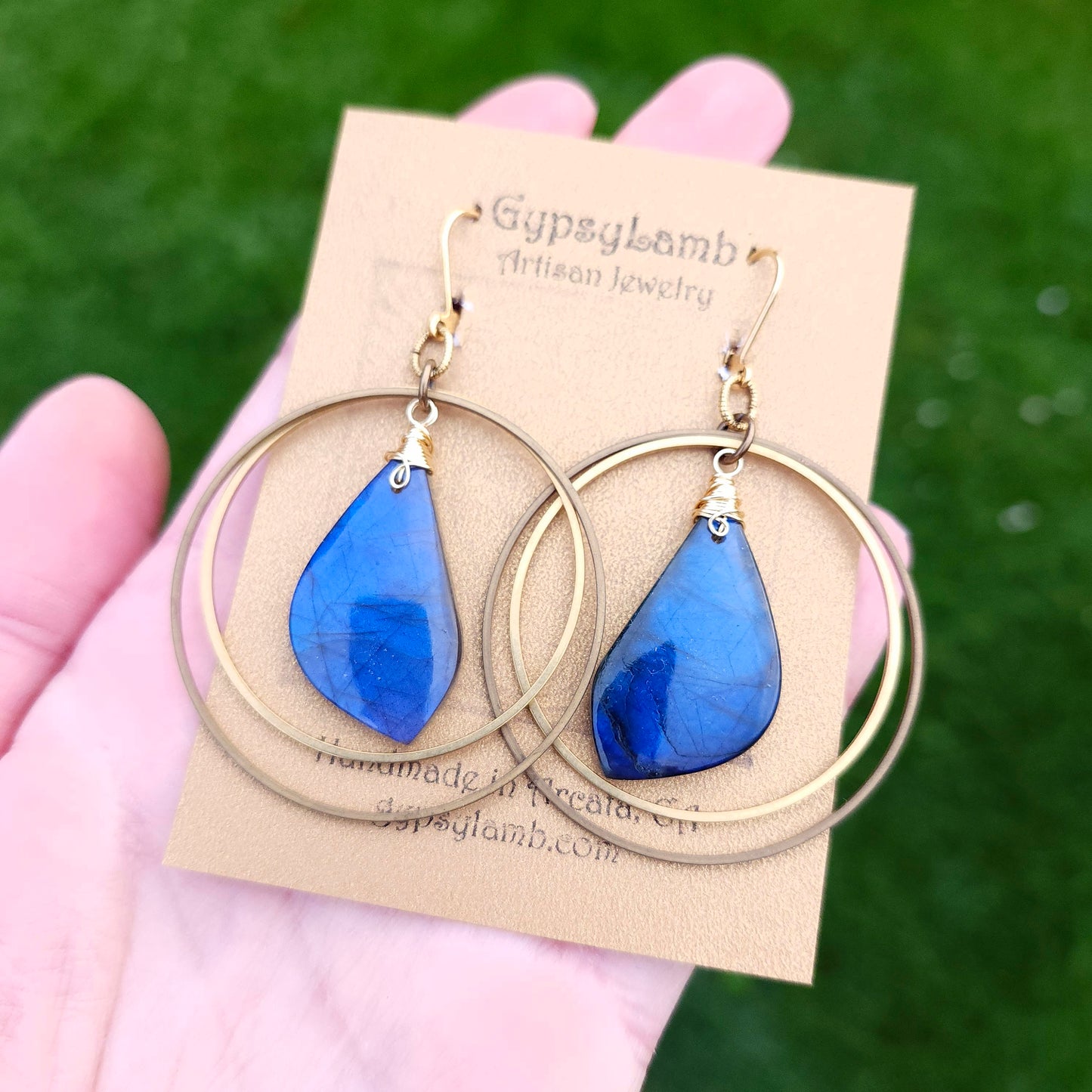 Blue Labradorite Kinetic Hoop Earrings