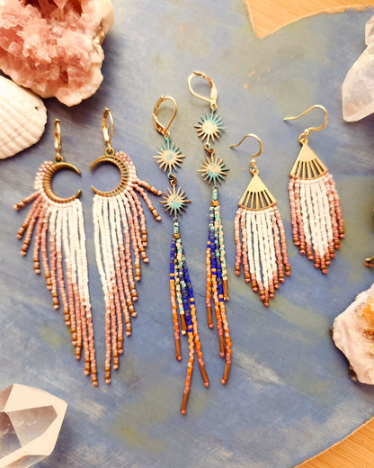 Autumn Twilight Beaded Tassel Earrings