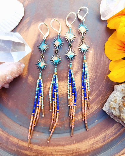 Autumn Twilight Beaded Tassel Earrings