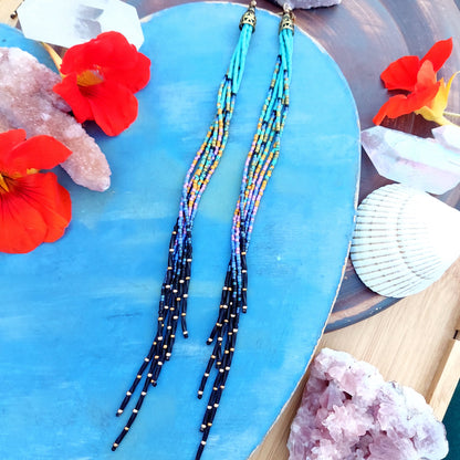 Lenore Long Tassel Fringe Earrings